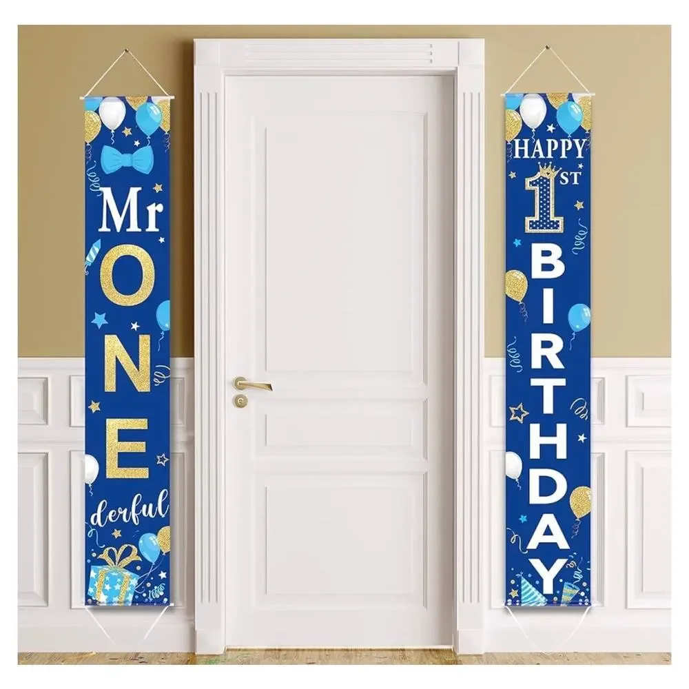 Mr. Onederful Birthday Banner 1st Birthday Porch Sign Hanging Door Banner- 2